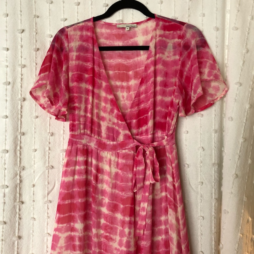 Pink Tie-dye High-Low Wrap Dress